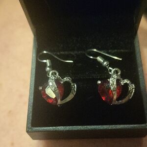 Radiant Red Heart Drop Earrings
